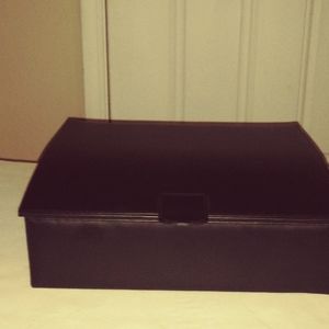 Black leather jewelry box or keepsake box